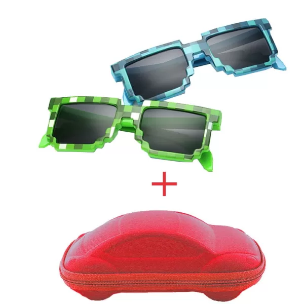 Minecraft-Style Sunglasses with Case for Kids - Cool and Trendy