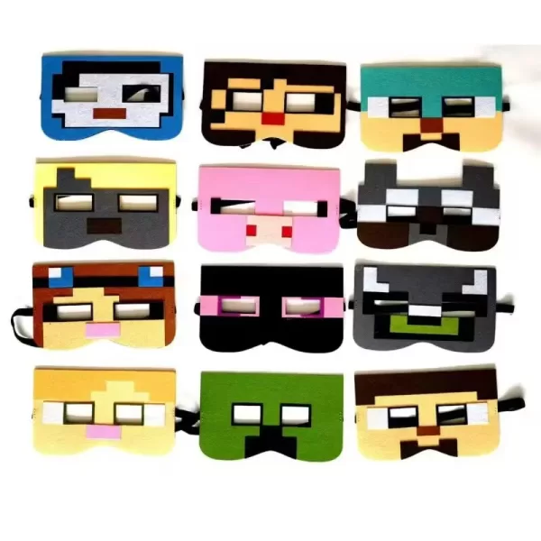 Game-themed Minecraft Kids Felt Masks - Ideal for Parties and Gifts