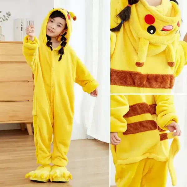 Pikachu Plush Pajamas - Cozy Kids' Winter Sleepwear